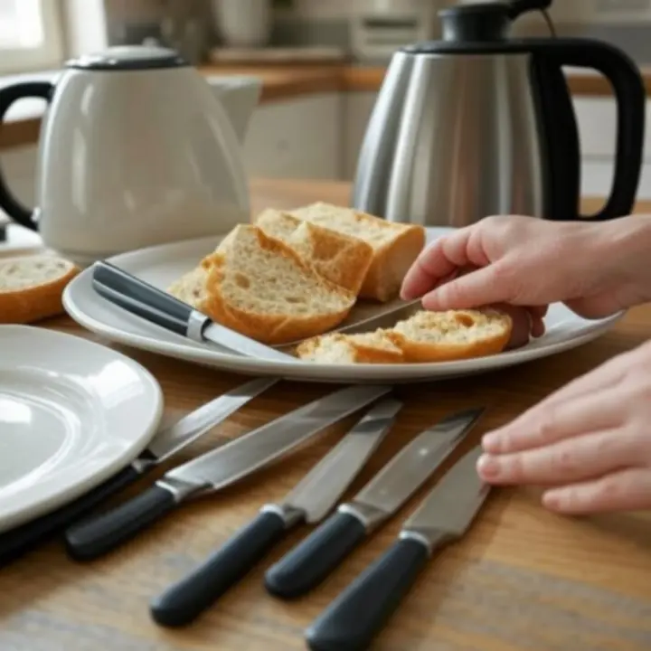 Zestaw bestsellerowych akcesoriów kuchennych ułożonych na blacie w stylu lifestyle